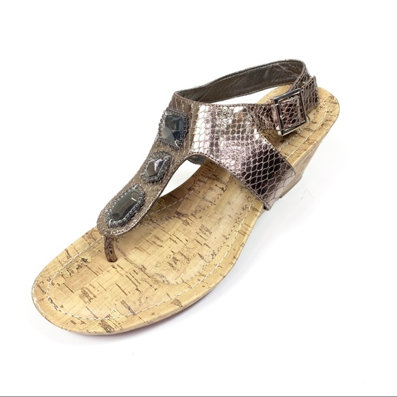 dexflex comfort Shoes - Dexflex Sandal Wedge Jeweled Faux Snakeskin
